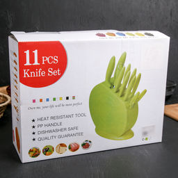 Набор кухонных принадлежностей на подставке, 8 ножей, ножеточка, ножницы, цвет оранжевый - Simaland фото 3