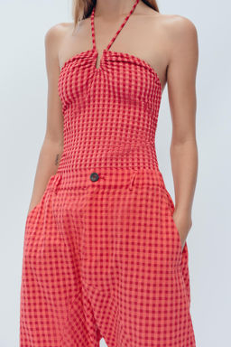 PANTAL?N CARROT VICHY LIMITED EDITION / Rojo / Coral - Zara фото 2