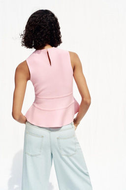 KNIT PEPLUM TOP WITH TIES - Zara фото 12