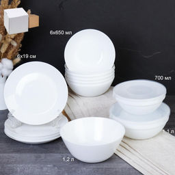 Столовый набор 15 предметов Евро/Дэй белый с салатниками / 13/FLMLQP75672 (WHITE) /уп 4/