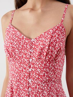 ?i?ekli Belden Oturtmal? Modal Kar???ml? Mini Elbise