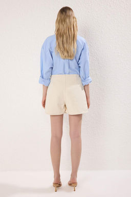 Trendyolmilla Ekru Aksesuar Detayl? Yuksek Bel Denim Sort Etek TWOSS25SR00200  фото 5