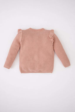 Трикотажный кардиган с круглым вырезом для маленьких девочек - Defacto фото 5