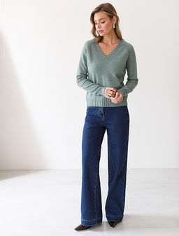 Джинсы-трубы из эластичного денима на флисе - Vilatte фото 5