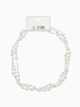 Бусы жемчужные, длинные, d=3.4, 5.6, 8.10, белые в серебре