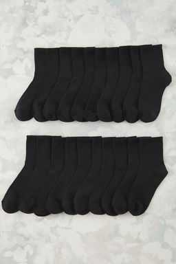 Beyaz Unisex 20li Kolej/Orta Boy/Tenis Pamuklu Corap TEDSS25CO00011