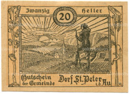 Банкнота 20 геллеров 1920 года Австрия  Санкт-Петер-ин-дер-Ау (нотгельд)