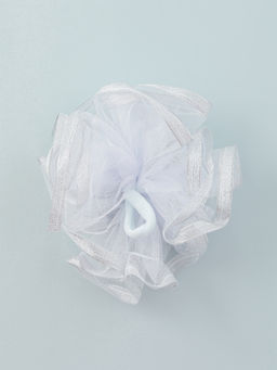 Цена за 6 шт. Бант для волос на резинке «Школьница», волна блеск, d=13 см, белый