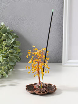 Подставка под благовония «Дерево на цветке», жёлтый, 72 камня, 9×9×13.5 см