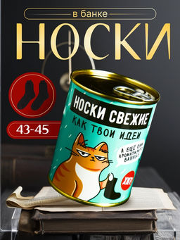 Носки мужские в банке «Свежие, как твои идеи», подарочные, чёрные, с ароматом апельсина, 43-45 р-р
