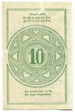 10 геллеров 1920 года Австрия Растенфельд (нотгельд)