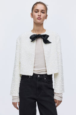 Chaqueta de lentejuelas con lazada - H&m фото 5