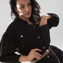 Рубашка Пик элегантности (super black с поясом)