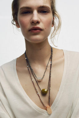 PACK 3 COLLARES ABALORIOS PIEDRAS / Multicolor