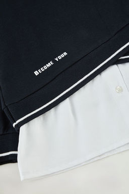 Lacivert K?z Cocuk Renk Bloklu Orme Sweatshirt TKDAW25SW00045 - Trendyolmilla фото 2