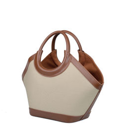 8916 brown-offwhite, Женская кожаная сумка "Корзинка", Barcelo Biagi