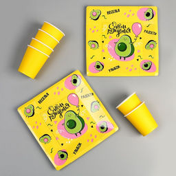 Набор посуды С днём рождения! Авокадо: стаканы 6 шт., тарелки 6 шт. - Страна карнавалия фото 5