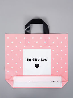 Цена за 50 шт. Пакет с петлевой ручкой "Подарок любви" 35 х 30 х 8, см, 60 мкм