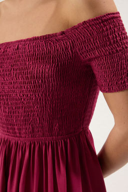 Fusya Duz Etegi Belden Ac?lan Gipeli Mini Dokuma Elbise TWOSS25EL00301 - Trendyolmilla фото 4
