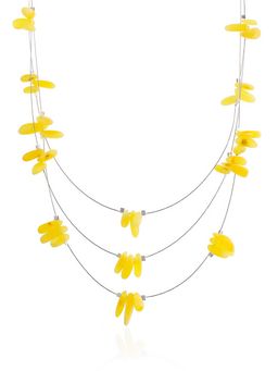 Воздушное колье Росинки из медового янтаря с мягкой шлифовкой на струне