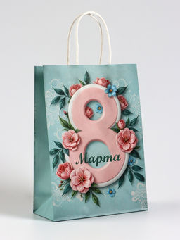 Цена за 3 шт. Пакет подарочный крафт, 8 Марта, 18?8?25 см