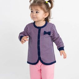 CRB wear/CWNG 90060-27-298 Комплект для девочки (кофточка, брюки), розовый-темно-синий/Ex.Cherubino  фото 4