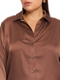 Атласная рубашка BL11537BRW19 - Артесса фото 5