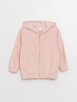 Kap??onlu Uzun Kollu Basic K?z Bebek Fermuarl? Sweatshirt