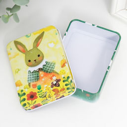 Цена за 3 шт. Шкатулка для украшений Зайка, прямоугольная, металл, 2.7?9?6.5 см