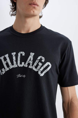 Футболка стандартного кроя с круглым вырезом и короткими рукавами с принтом - Defacto фото 5