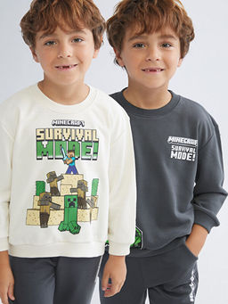 Minecraft Bask?l? Erkek ?ocuk Sweatshirt 2li