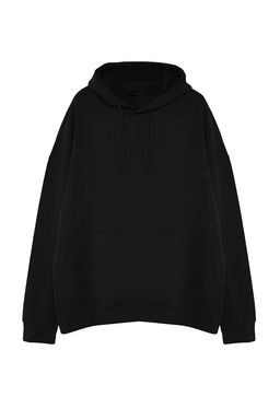 TRENDYOL MAN Siyah Buyuk Beden apusonlu Oversize/Genis Kesim Ici Polar/S?cak Tutan Sweatshirt TMNAW24AO00013 - Trendyolmilla фото 20