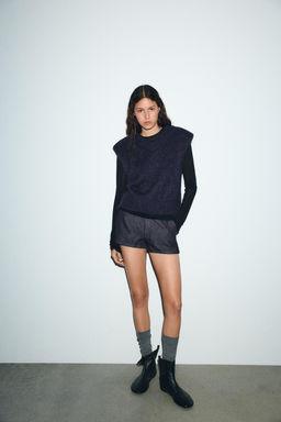 WOOL AND ALPACA WAISTCOAT WITH SHOULDER PADS