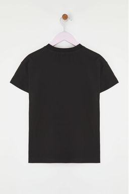 Siyah K?z Cocuk %100 Pamuk Cicek Nak?sl? K?sa Kol Orme T-Shirt TKDSS25TS00104 - Trendyolmilla фото 4