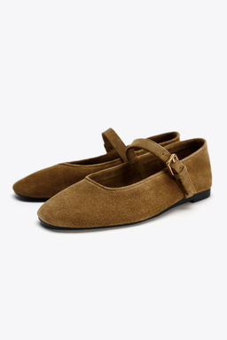 SPLIT SUEDE BALLERINAS - Zara фото 19