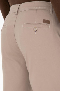Erkek Koyu Bej Slim Fit Kanvas / Chino Pantolon