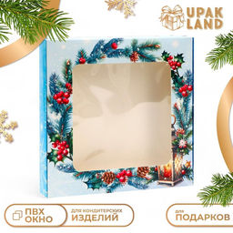 Цена за 5 шт. Коробка новогодняя подарочная складная с окном «Счастливых моментов», 19×19×3 см