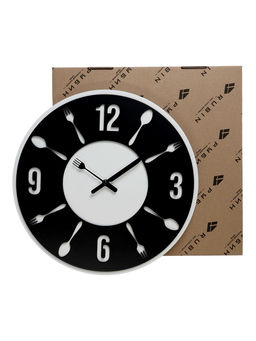 Часы настенные интерьерные «Вилка-ложка», d=35 см, бело-чёрные