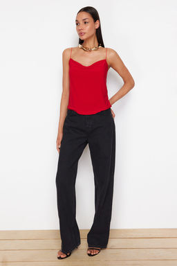 K?rm?z? Spagetti Ask?l? Degaje Yaka Esnek Orme Bluz TWOSS24BZ00640 - Trendyolmilla фото 2