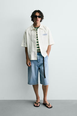 CAMISA LAVADA ESTAMPADO COMBINADO / Blanco