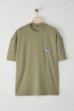 TRENDYOL MAN Lacivert Unisex Oversize/Genis Kesim Palmiye Patchli Interlok T-Shirt TMNSS25TS00024 - Trendyolmilla фото 5