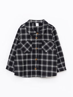 Uzun Kollu Ekose Desenli K?z Bebek G?mlek Ceket