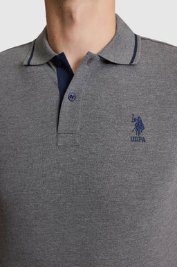 Erkek Antrasit Melanj Slim Fit Polo Yaka Basic Ti__rt