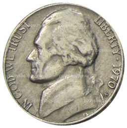 Монета 5 центов 1970 года S США