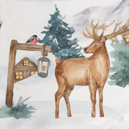 Скатерть Этель Forest animals d=215 +/- 3см с ГМВО, 100%хл, саржа 190 гр/м2  фото 3