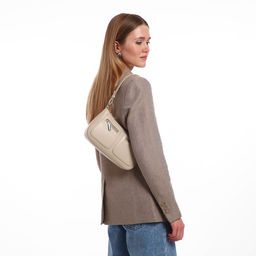 Сумка женская багет TEXTURA на молнии, 21×6×13 см, бежевая