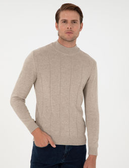 Kum Melanj Slim Fit Yar_m Bal_k__ Yaka Triko Kazak