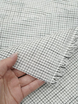 Пестрядь Мелкая клетка - штрих цв.белый, ш.1.45м, хлопок-100%, 100гр/м.кв - Купава фото 3