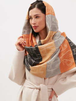 В составе шерсть! теплый двусторонний палантин