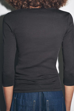 COTTON BOAT NECK T-SHIRT - Zara фото 5